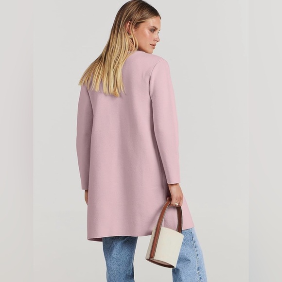 ANRABESS Open Front Knit Lightweight Cardigan - pink - medium - Picture 3 of 7